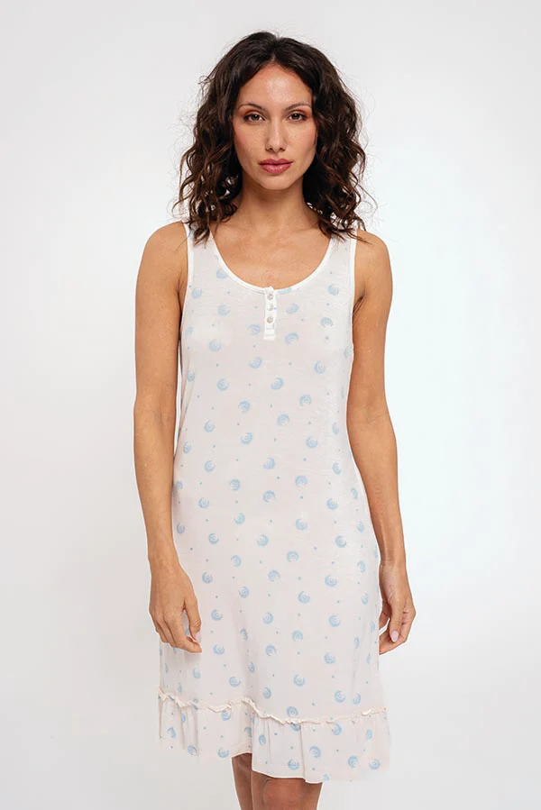 Camicia da notte da donna stampata con dettaglio volant | MUYDEMI