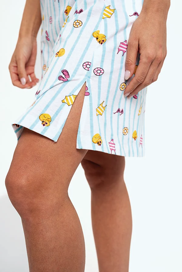 Camicia da notte da donna estiva in cotone stampato | MUYDEMI - immagine 3