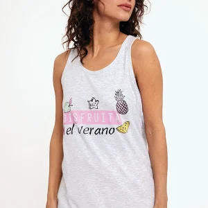 Pigiama donna con spalline in cotone stampa Frutta | MUYDEMI