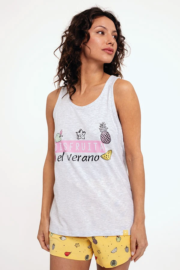 Pigiama donna con spalline in cotone stampa Frutta | MUYDEMI