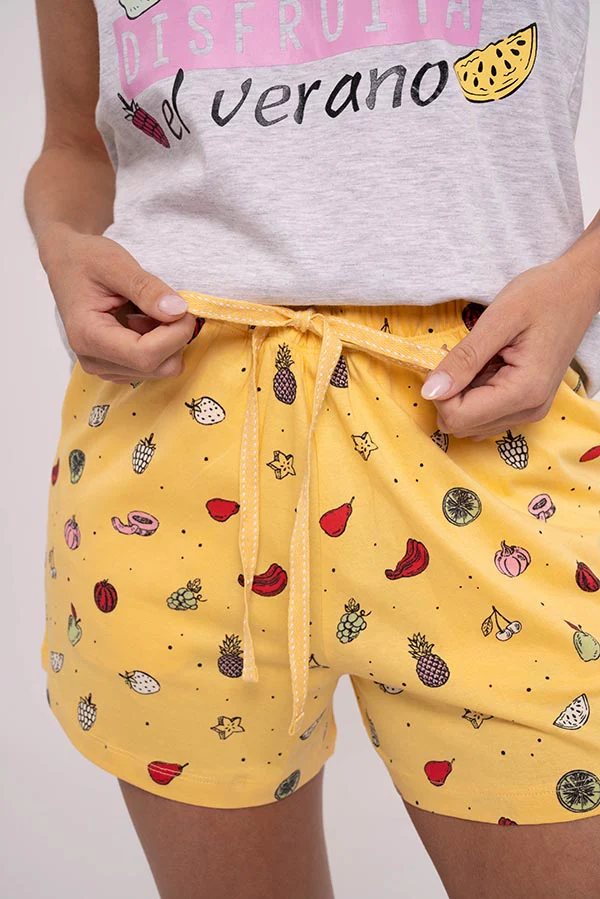 Pigiama donna con spalline in cotone stampa Frutta | MUYDEMI - immagine 4