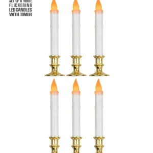 Set di 6 Candelabri con Candele Led e Timer