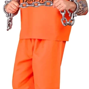 Costume da Carcerato Arancione Manica Corta per Uomo