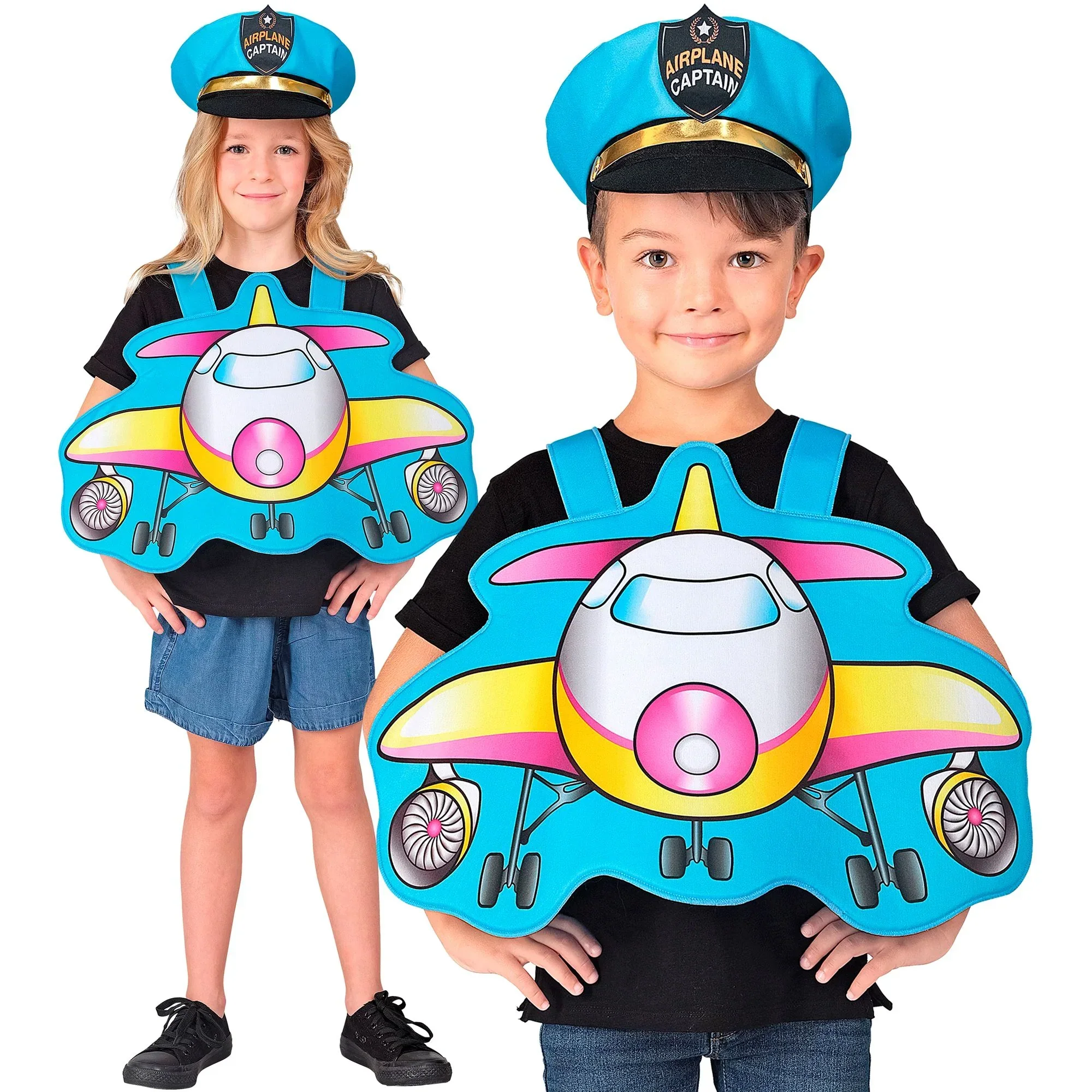 Costume da Pilota con Aereo Commerciale Bambino