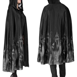 Mantello con Cappuccio Nero con Fantasmi per Adulto