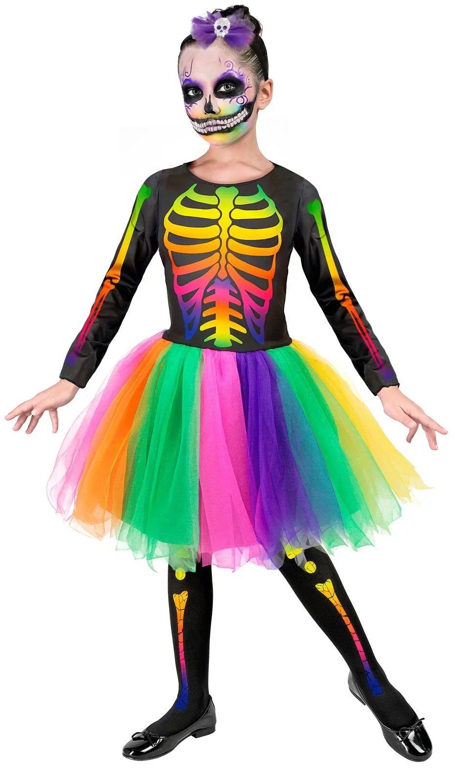 Costume di Scheletro Arcobaleno con Tutù per Bambina - immagine 5