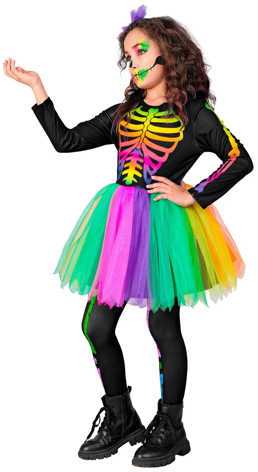 Costume di Scheletro Arcobaleno con Tutù per Bambina - immagine 4
