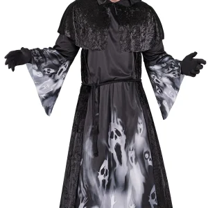 Costume da Stregone Negromante con Cappuccio per Uomo