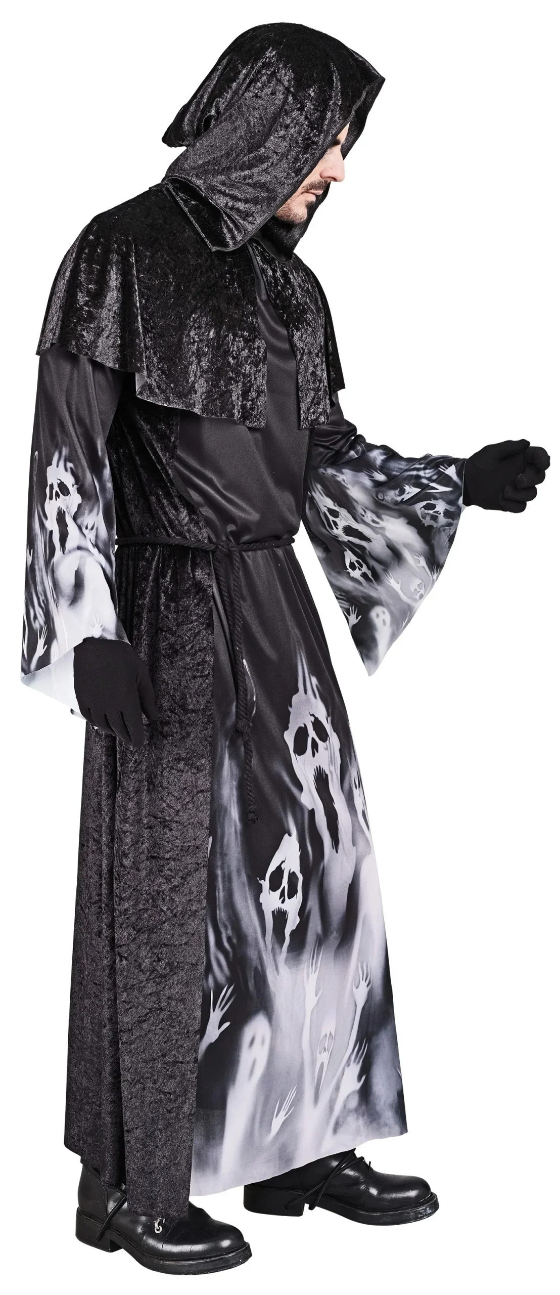 Costume da Stregone Negromante con Cappuccio per Uomo - immagine 5
