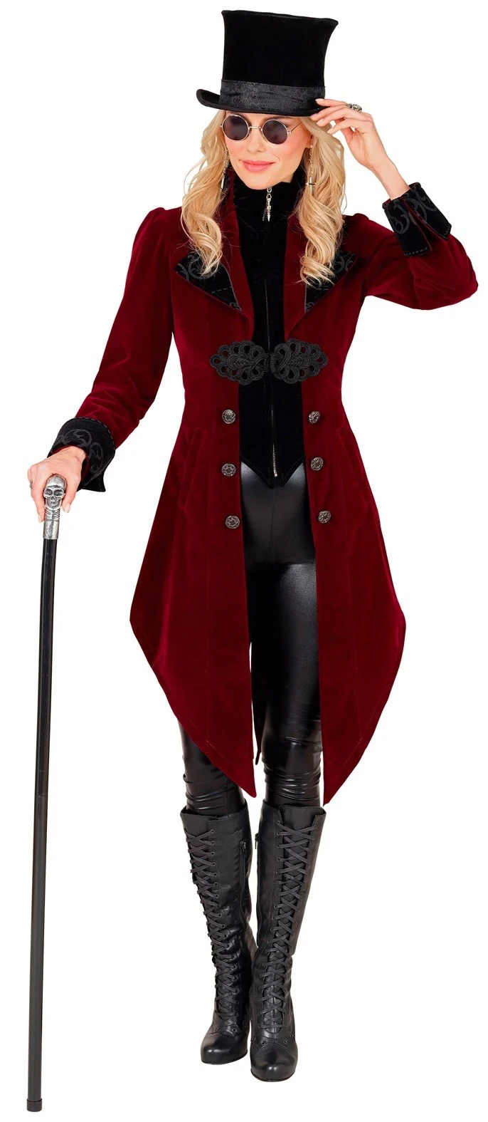 Giacca Gotica di Velluto Rosso Bordeaux per Donna - immagine 2