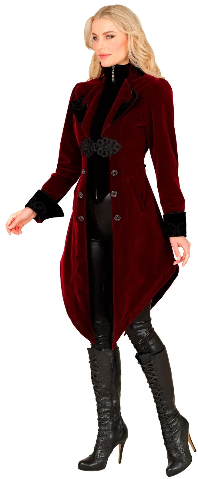 Giacca Gotica di Velluto Rosso Bordeaux per Donna - immagine 6