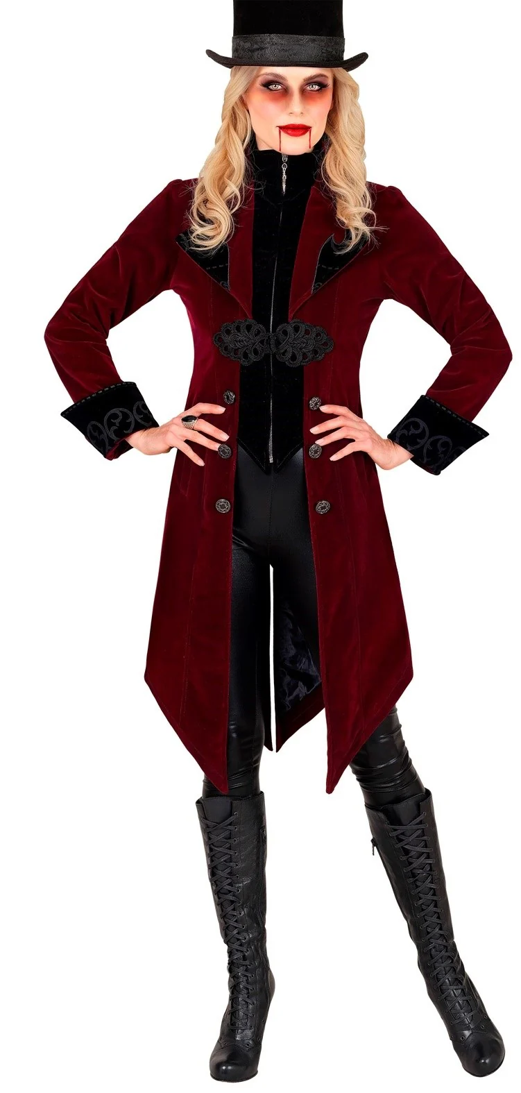 Giacca Gotica di Velluto Rosso Bordeaux per Donna - immagine 4