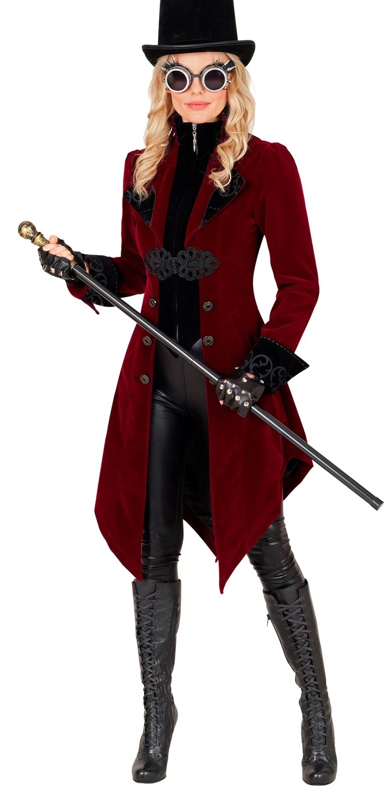 Giacca Gotica di Velluto Rosso Bordeaux per Donna - immagine 3