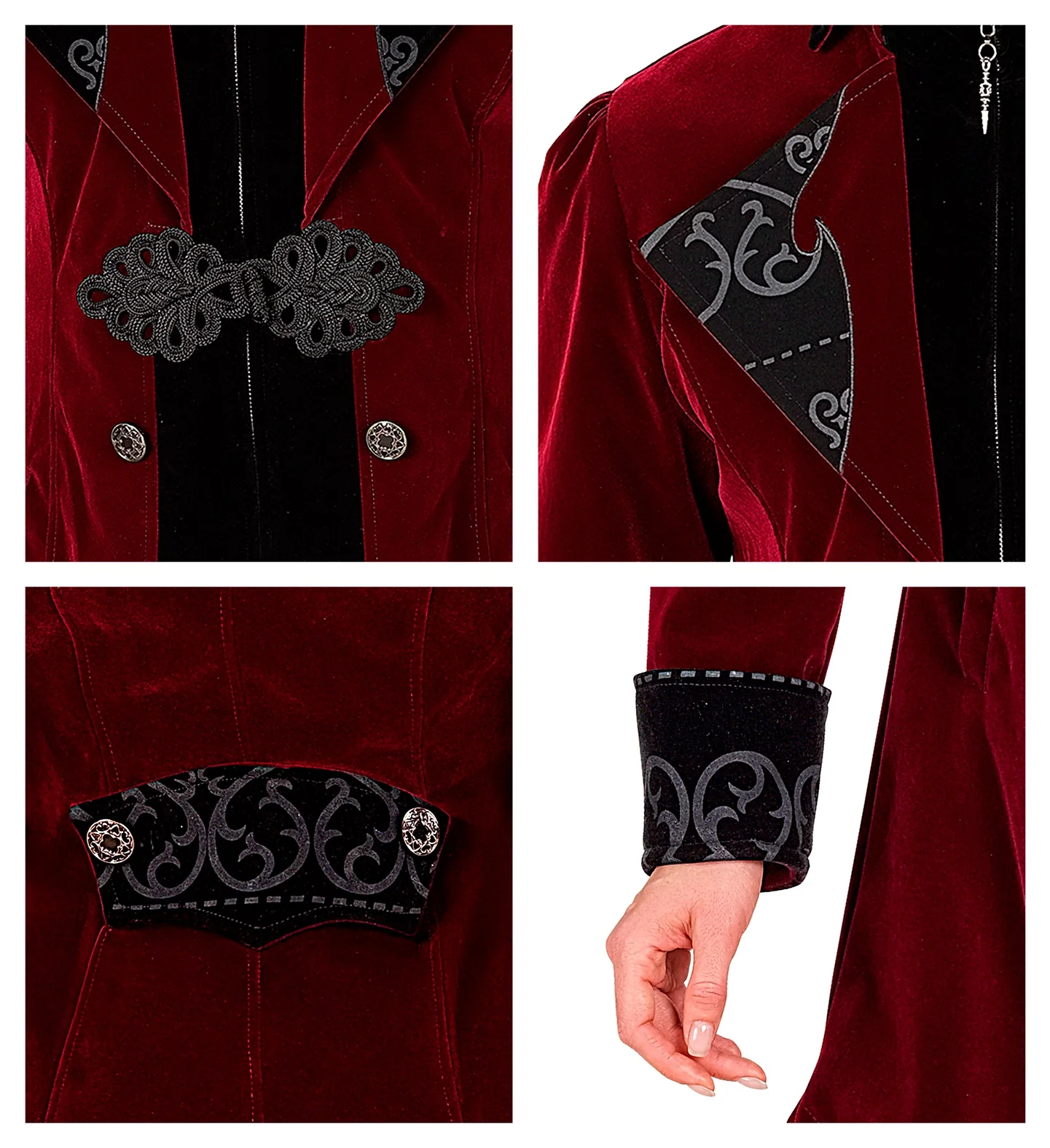 Giacca Gotica di Velluto Rosso Bordeaux per Donna - immagine 8