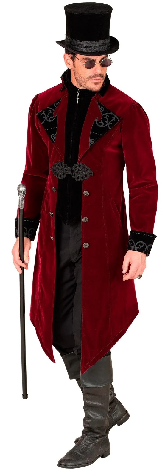 Giacca Gotica di Velluto Rosso Bordeaux per Uomo - immagine 3