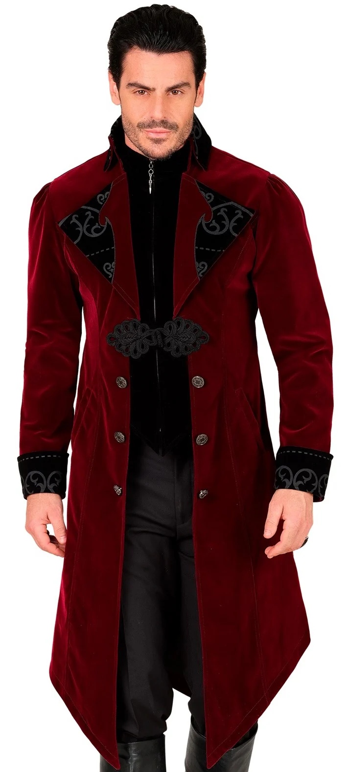 Giacca Gotica di Velluto Rosso Bordeaux per Uomo - immagine 7