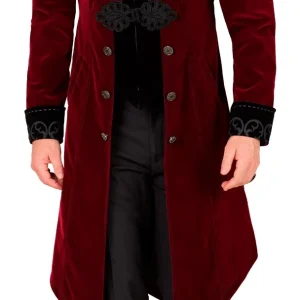 Giacca Gotica di Velluto Rosso Bordeaux per Uomo