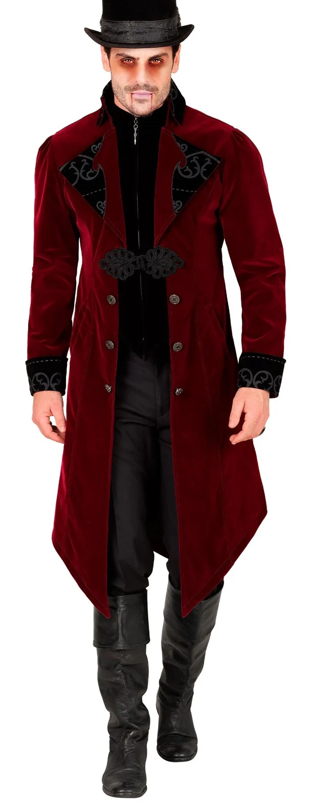 Giacca Gotica di Velluto Rosso Bordeaux per Uomo - immagine 2