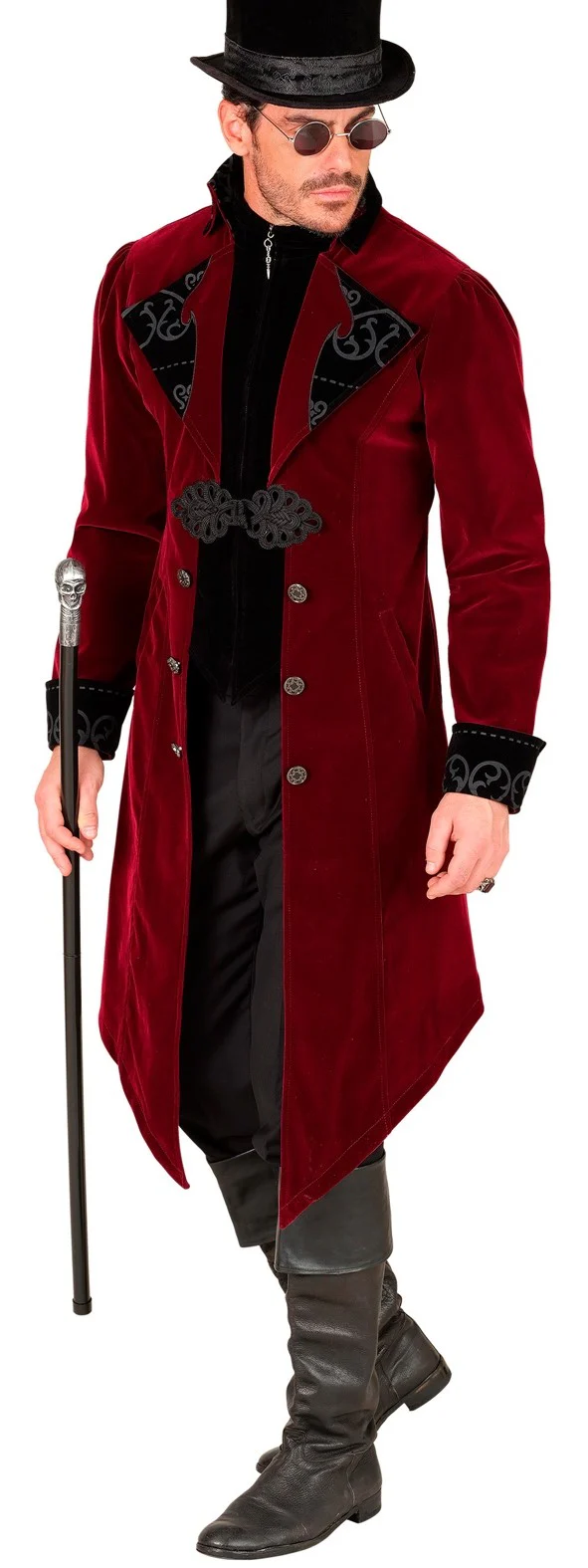 Giacca Gotica di Velluto Rosso Bordeaux per Uomo - immagine 6