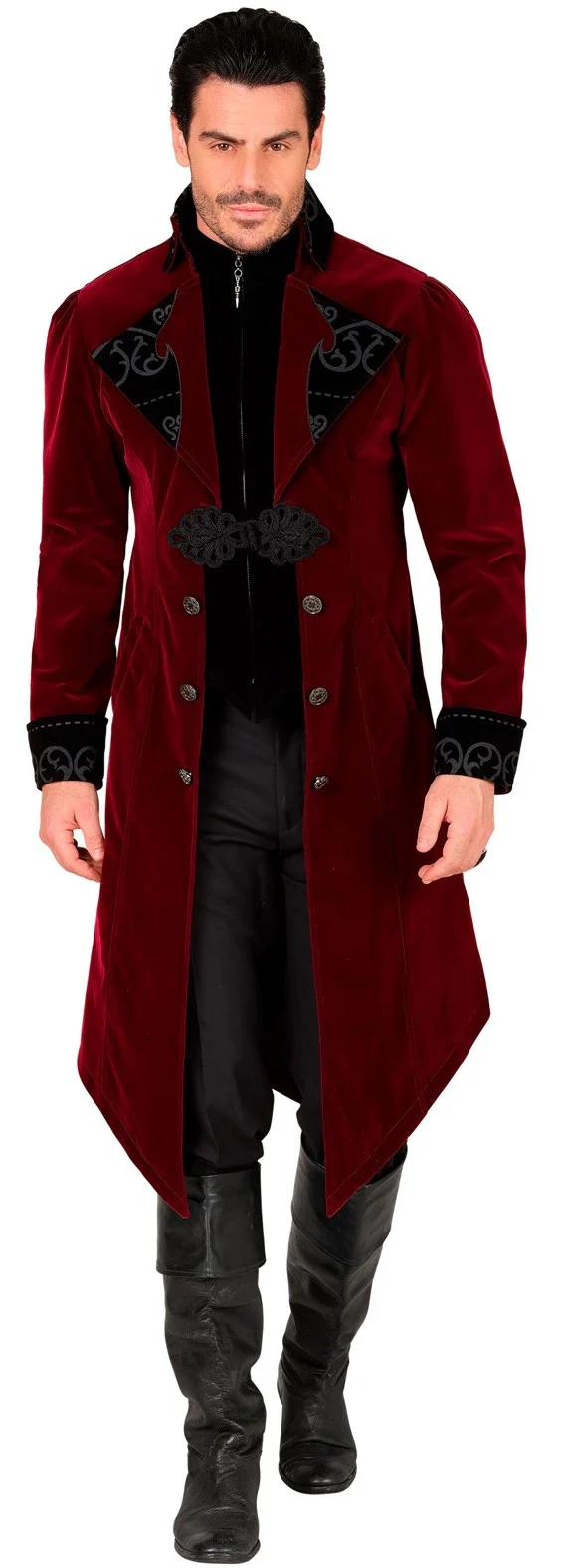 Giacca Gotica di Velluto Rosso Bordeaux per Uomo - immagine 4