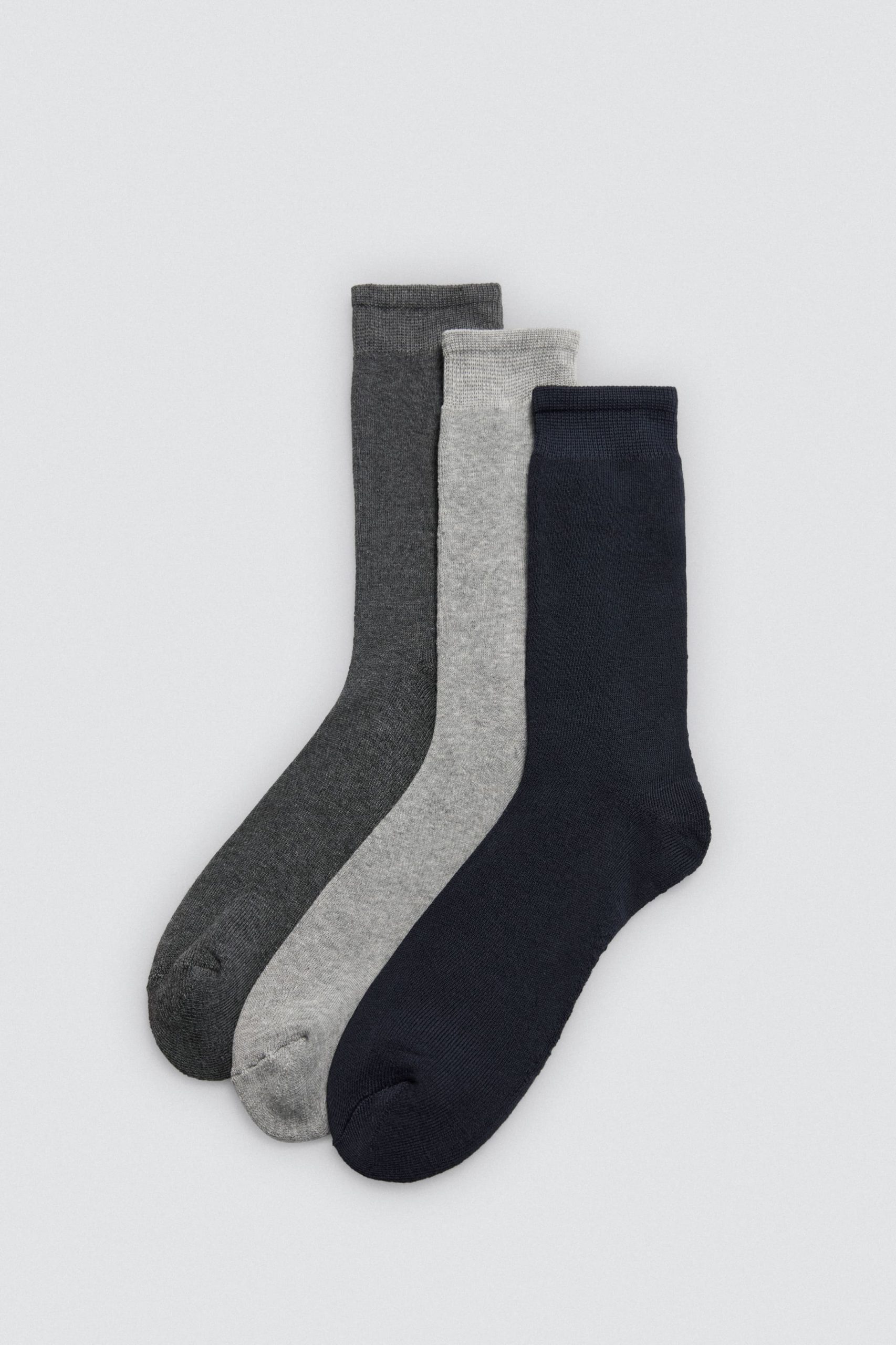 Confezione da 3 calzini termici alti con polsini anti-pressione in colori neutri