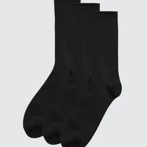 Confezione da 3 calzini alti in bambù nero senza risvolto