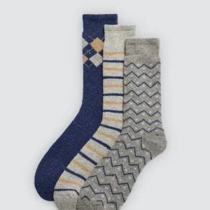 Confezione da 3 calzini in angora con polsini anti-pressione e stampa geometrica