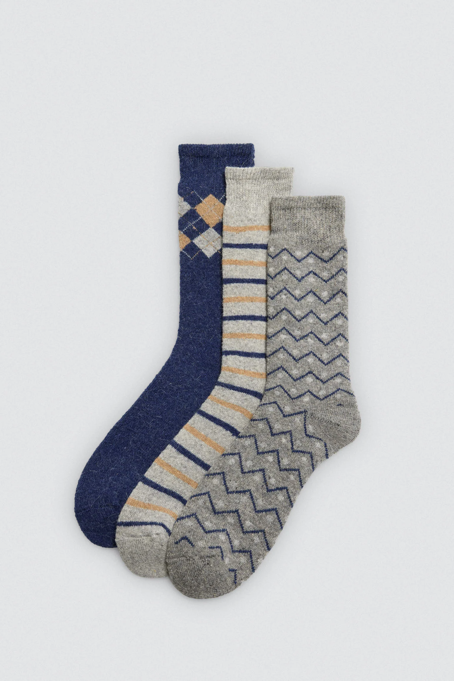 Confezione da 3 calzini in angora con polsini anti-pressione e stampa geometrica - immagine 2