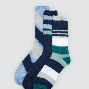 Confezione da 3 calzini in flanella con polsini anti-pressione e stampa geometrica