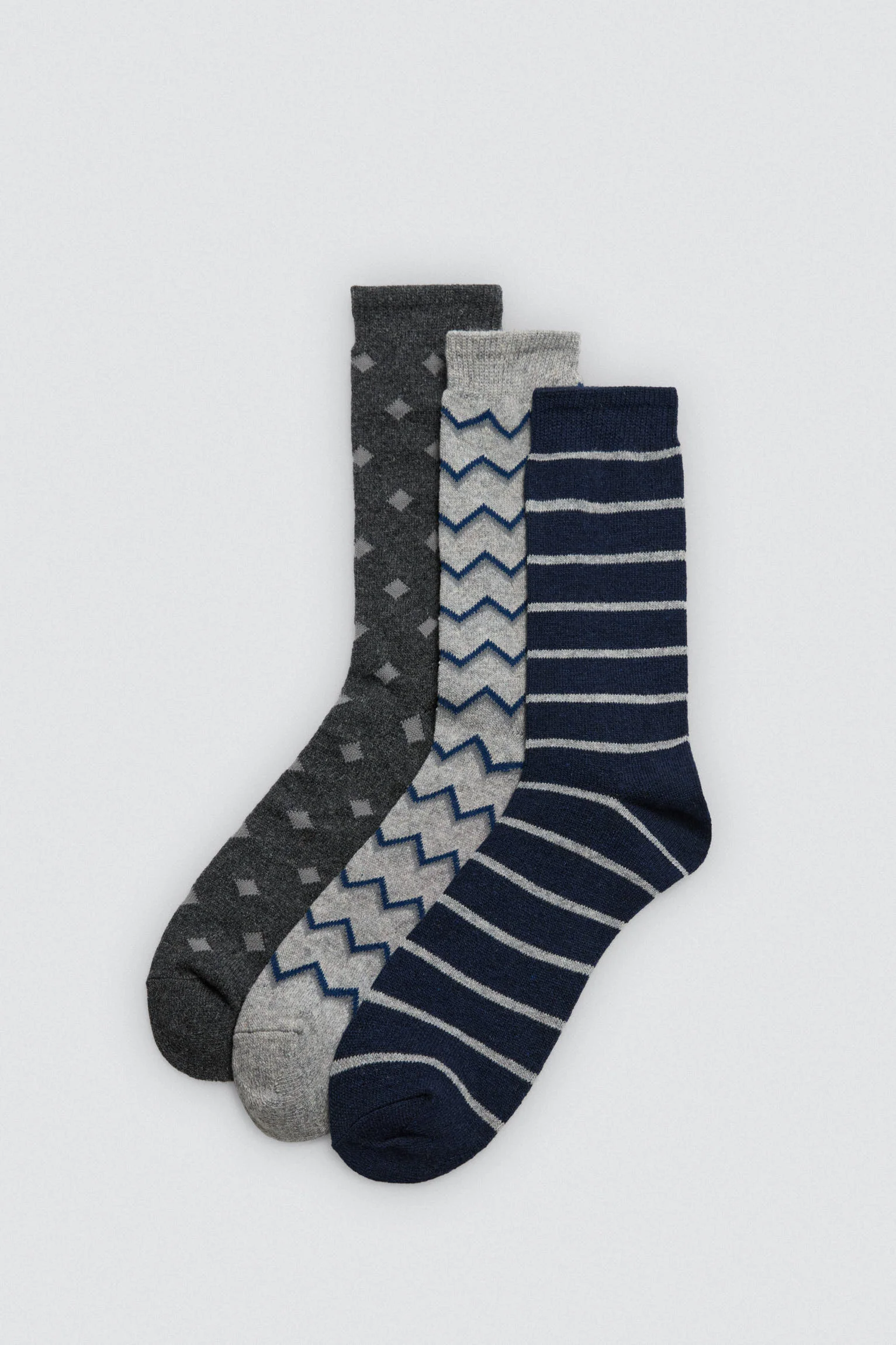 Confezione da 3 calzini di lana con motivo geometrico - immagine 2