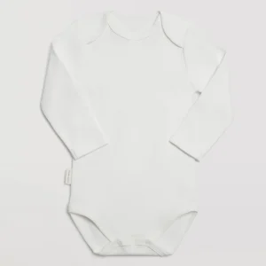 Body basic per bebè a maniche lunghe con risvolti bianco