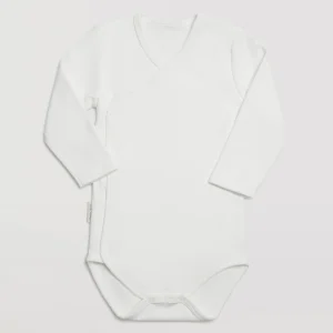 Body bianco basic incrociato a maniche lunghe