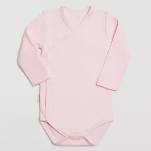 Body basic neonato manica lunga incrociato rosa