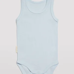 Body basic per bebè con spalline larghe di colore azzurro