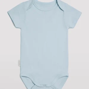 Body basic per bebè con maniche corte e revers celesti