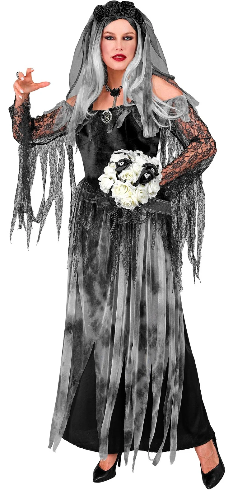 Costume da Sposa Cadavere Oscura per Donna