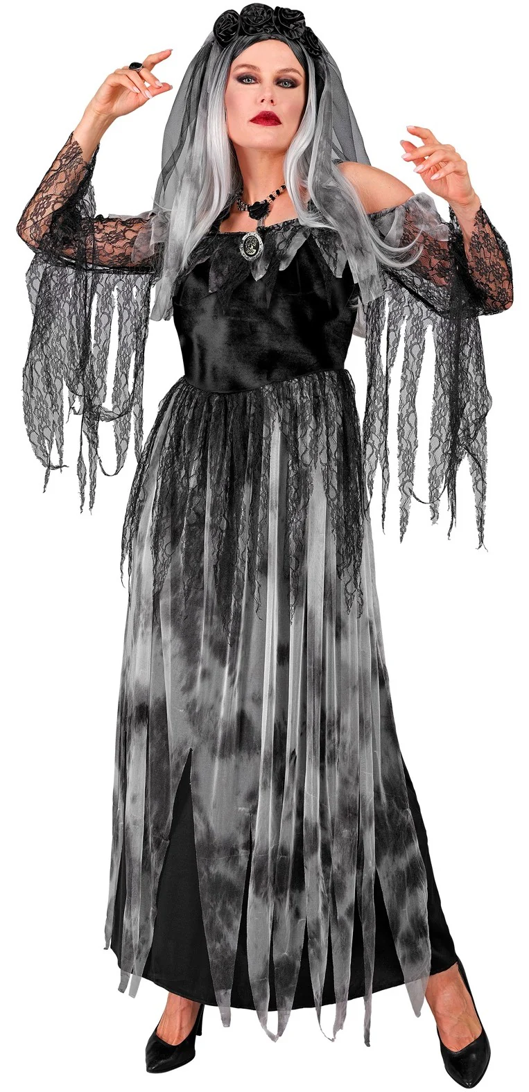 Costume da Sposa Cadavere Oscura per Donna - immagine 5