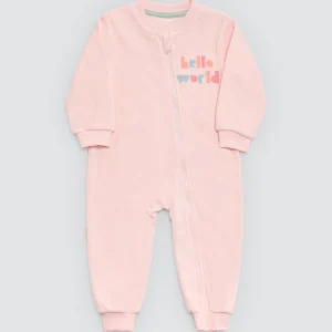 Tutina rosa a maniche lunghe per neonati Hello World