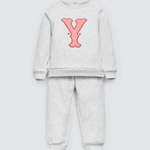 Set per neonato con felpa stampata grigia e jogger