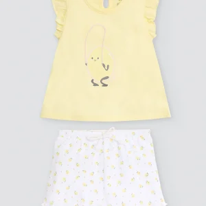 set per neonato senza maniche con stampa di limoni