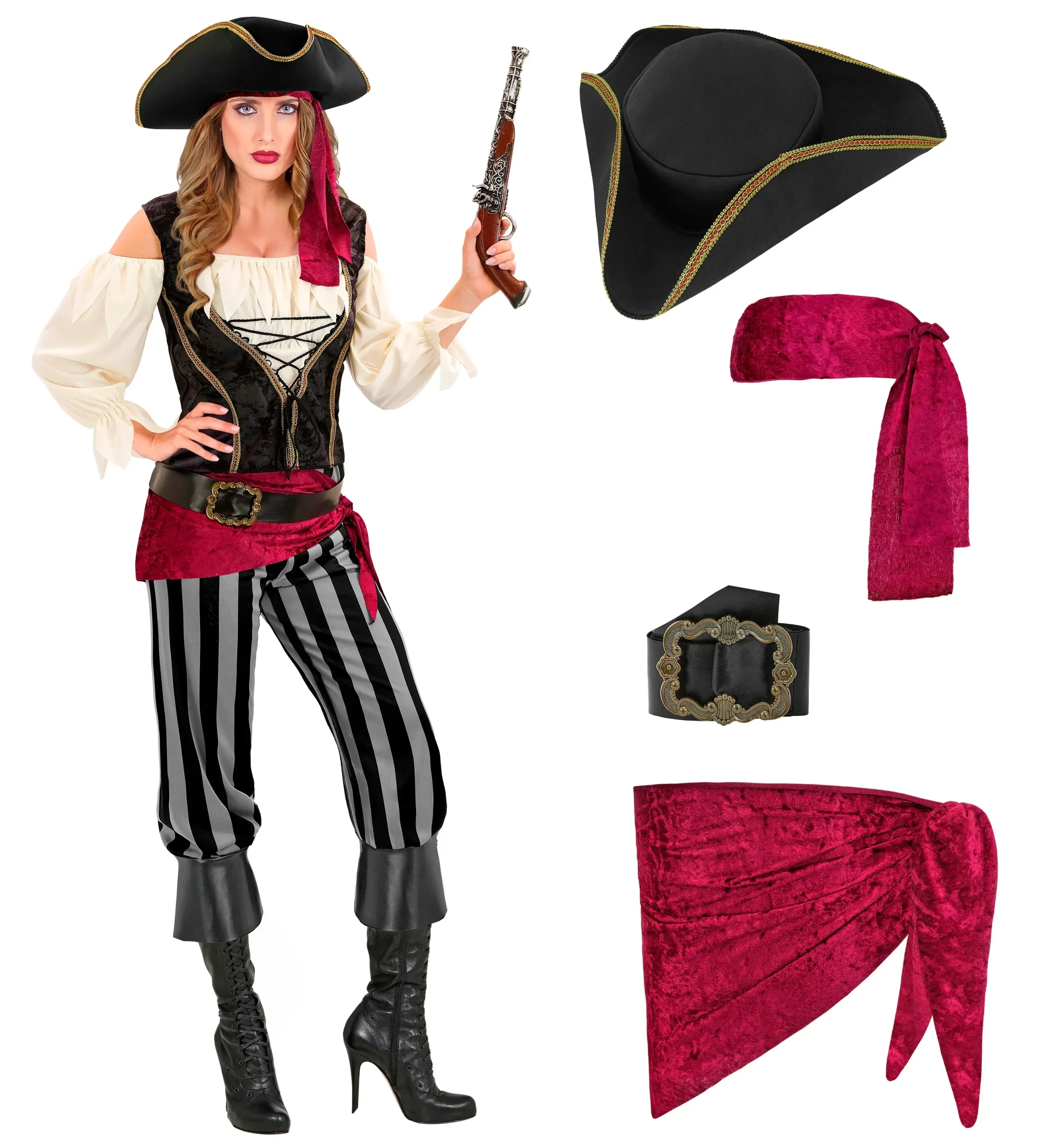 Costume da Capitano Pirata con Cappello per Donna - immagine 8