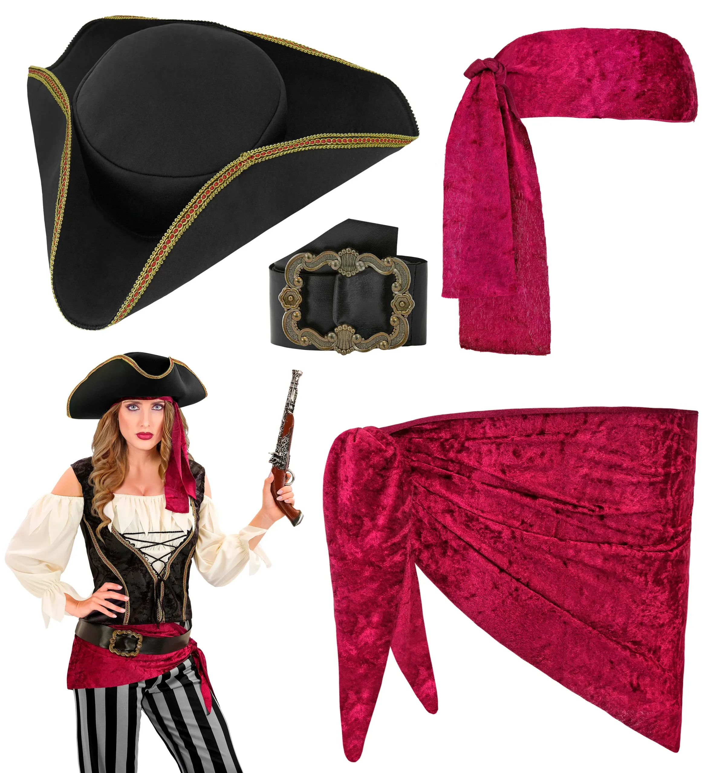 Costume da Capitano Pirata con Cappello per Donna - immagine 9