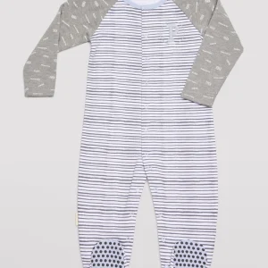 Tutina per bebè a maniche lunghe a righe grigie