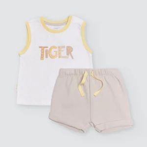 Completo da neonato con maglietta senza maniche e pantaloncini Tiger