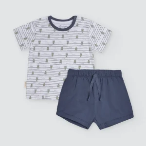 Completo da neonato con maglietta a maniche corte e pantaloncini Crocodino
