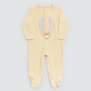 Tutina per neonato a maniche lunghe con stampa di palloncini gialli