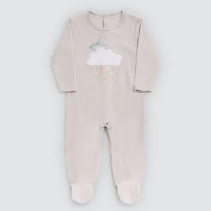 Tutina per neonato a maniche lunghe grigia Rainy Day