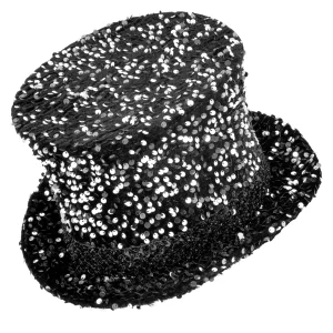 Chistera Nera Svasata con Paillettes Argento