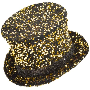 Chistera Nera Svasata con Paillettes Dorate