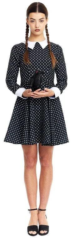 Costume da Ragazza Gotica con Pois Teschi per Donna
